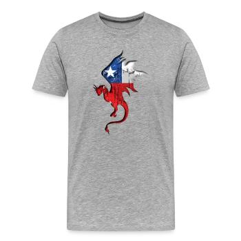 Flagge von Chile - Chile - Drachensilhouette - Männer Premium Bio T-Shirt - Grau meliert - Vorne - Damien (186cm)