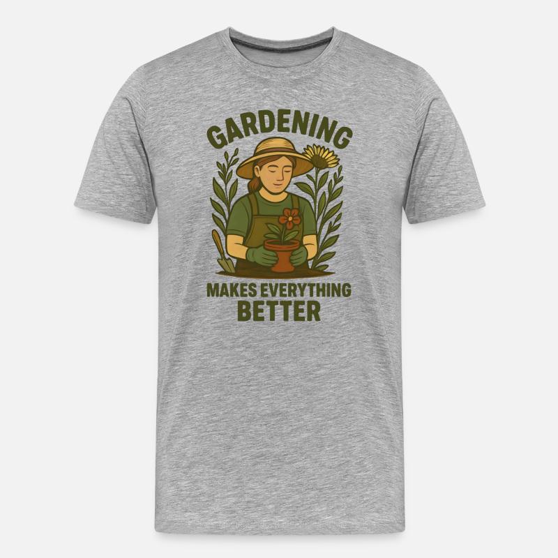 Garten Gartenarbeit - Männer Premium Bio T-Shirt - Grau meliert