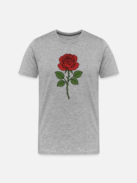 Erchian Rose with Green Leaves - Men's Premium Organic T-Shirt - heather grey