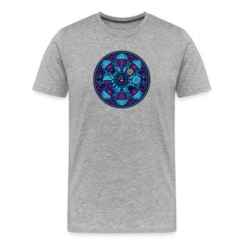 Mandala des profondeurs marines - T-shirt bio Premium Homme - gris chiné - Devant - Damien (186cm)