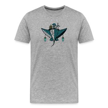 Solarpunk Manta – Tech Island - Men's Premium Organic T-Shirt - heather grey - Front - Damien (186cm)