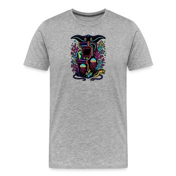 Neon-Arcade im Riff - Männer Premium Bio T-Shirt - Grau meliert - Vorne - Damien (186cm)