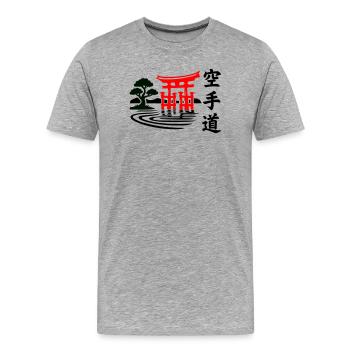 Karate Nature - Men's Premium Organic T-Shirt - heather grey - Front - Damien (186cm)