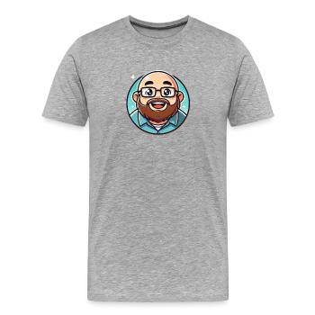 Bärtiger Geek Avatar Runde Aufkleber - Männer Premium Bio T-Shirt - Grau meliert - Vorne - Damien (186cm)