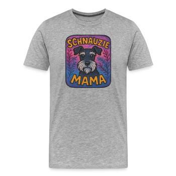 Schnauzie Mama Künstlerische Illustration - Männer Premium Bio T-Shirt - Grau meliert - Vorne - Damien (186cm)