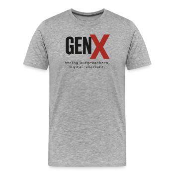 Conception rétro numérique GenX - T-shirt bio Premium Homme - gris chiné - Devant - Damien (186cm)