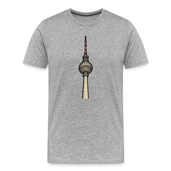 Berliner Fernsehturm Illustration - Männer Premium Bio T-Shirt - Grau meliert - Vorne - Damien (186cm)