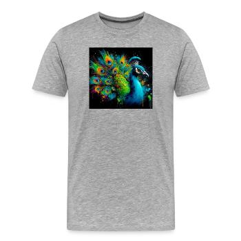 Pfau - Männer Premium Bio T-Shirt - Grau meliert - Vorne - Damien (186cm)