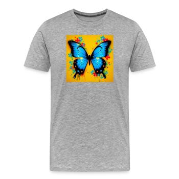 butterfly - Men's Premium Organic T-Shirt - heather grey - Front - Damien (186cm)