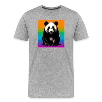 Panda - Männer Premium Bio T-Shirt - Grau meliert - Vorne - Damien (186cm)