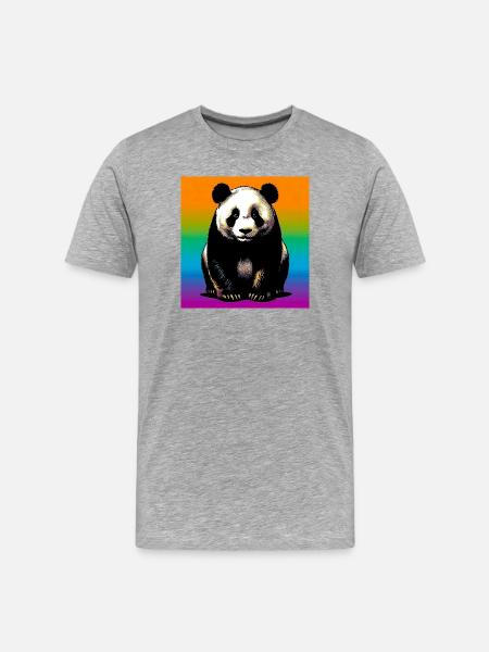 Panda - Männer Premium Bio T-Shirt - Grau meliert