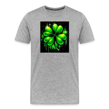 Trèfle à quatre feuilles - T-shirt bio Premium Homme - gris chiné - Devant - Damien (186cm)