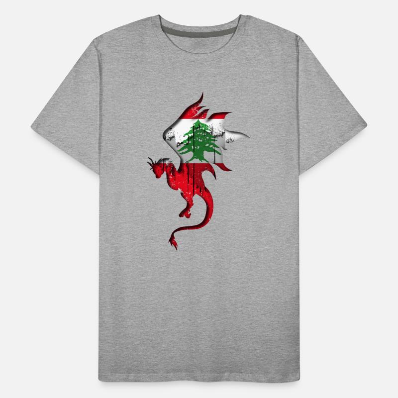 Drapeau du Liban - Liban - Silhouette de dragon T-shirt bio Premium Homme