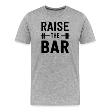 Raise The Bar Motivational Gym Quote - Men's Premium Organic T-Shirt - heather grey - Front - Damien (186cm)