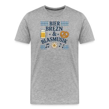 Bière, bretzels et musique de fanfare - T-shirt bio Premium Homme - gris chiné - Devant - Damien (186cm)
