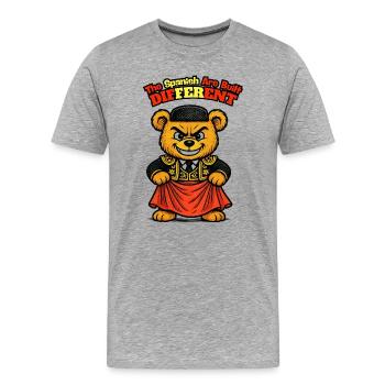 Spanischer Teddybär - Spanischer Humor - Männer Premium Bio T-Shirt - Grau meliert - Vorne - Damien (186cm)
