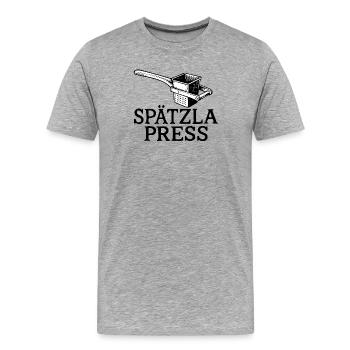 Spätzla Press | Typisch Schwäbisch - Männer Premium Bio T-Shirt - Grau meliert - Vorne - Damien (186cm)