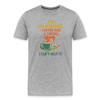 Illustration de mauvais œil de café vintage - T-shirt bio Premium Homme - gris chiné - Devant - Damien (186cm)