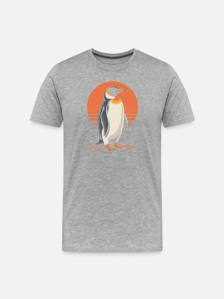 Elegant penguin sunset - Men's Premium Organic T-Shirt - heather grey