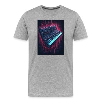 Neon Synthesizer Musikdesign - Männer Premium Bio T-Shirt - Grau meliert - Vorne - Damien (186cm)