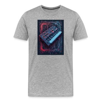 Futuristisches Synthesizer-Design - Männer Premium Bio T-Shirt - Grau meliert - Vorne - Damien (186cm)