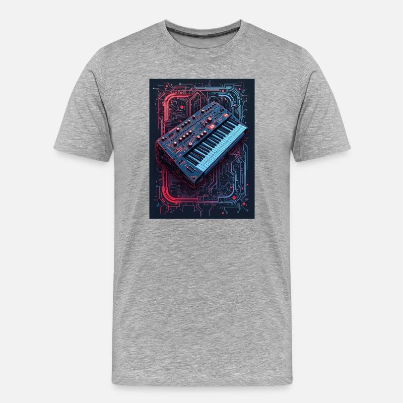 Futuristisches Synthesizer-Design - Männer Premium Bio T-Shirt - Grau meliert