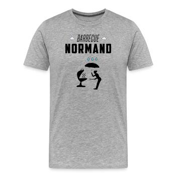 Normandie Barbecue Normandie Geschenkidee - Männer Premium Bio T-Shirt - Grau meliert - Vorne - Damien (186cm)