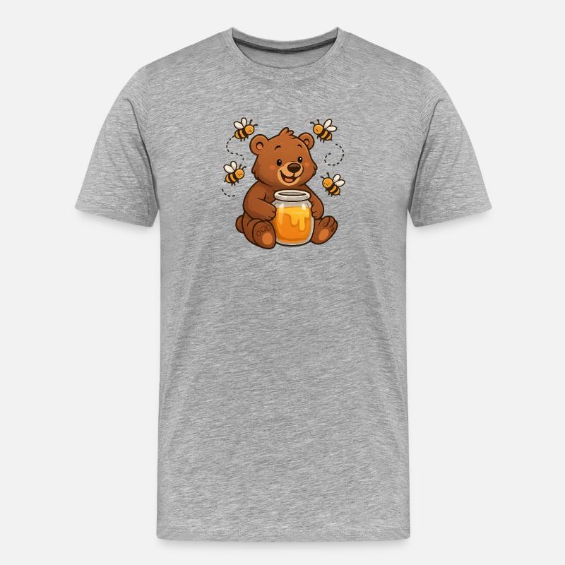 Niedlicher Bärenhonig Imker Design - Männer Premium Bio T-Shirt - Grau meliert
