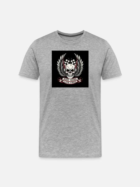 Live Free Skull Design - Men's Premium Organic T-Shirt - heather grey