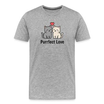 Süßes Katzenpaar mit Herz - Männer Premium Bio T-Shirt - Grau meliert - Vorne - Damien (186cm)