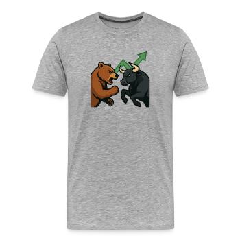 Bären und Bullen Kampf Chart - Männer Premium Bio T-Shirt - Grau meliert - Vorne - Damien (186cm)