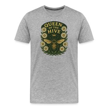 Queen of the Hive Floral Badge - Men's Premium Organic T-Shirt - heather grey - Front - Damien (186cm)