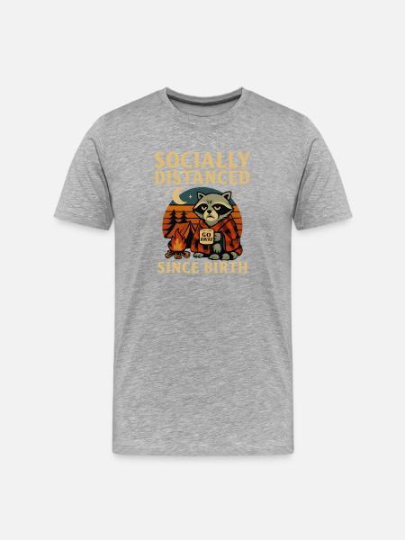 Nachtmütze Waschbär mit Tasse - Männer Premium Bio T-Shirt - Grau meliert