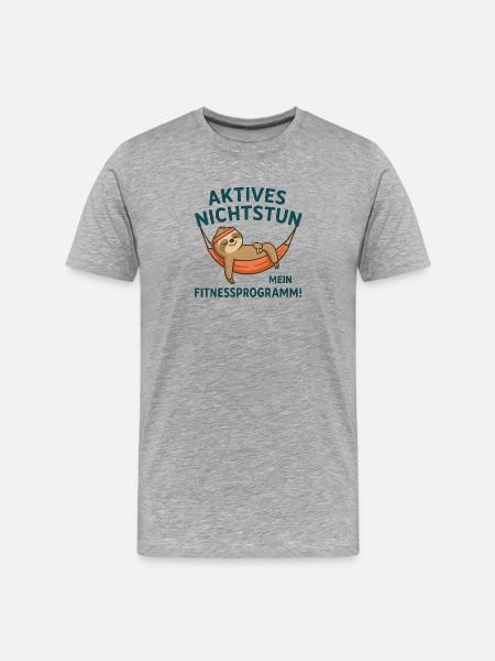 Relaxed sloth in hammock design - Men's Premium Organic T-Shirt - heather grey