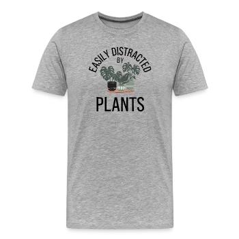 Citation sur la facilité avec laquelle on se distrait par les plantes - T-shirt bio Premium Homme - gris chiné - Devant - Damien (186cm)