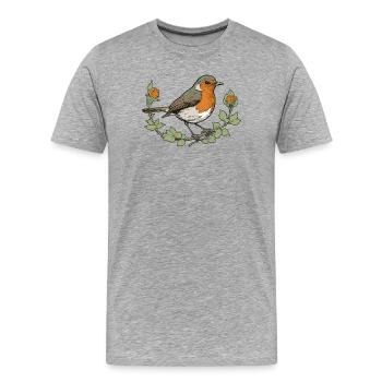 Rouge-gorge - T-shirt bio Premium Homme - gris chiné - Devant - Damien (186cm)