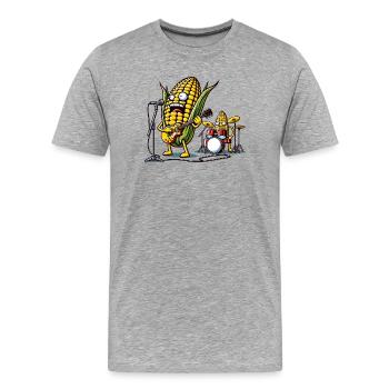 Des rockers de maïs sur scène - T-shirt bio Premium Homme - gris chiné - Devant - Damien (186cm)