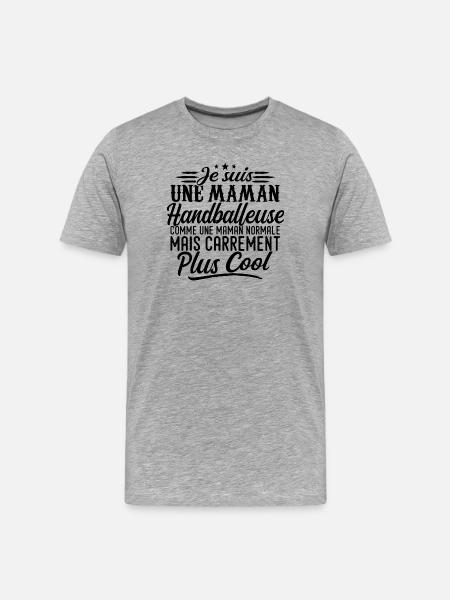 Handball-Mama: Normal, aber knallharter - Männer Premium Bio T-Shirt - Grau meliert