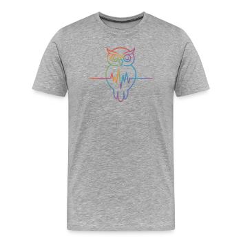 Rainbow Owl Heartbeat Design - Men's Premium Organic T-Shirt - heather grey - Front - Damien (186cm)
