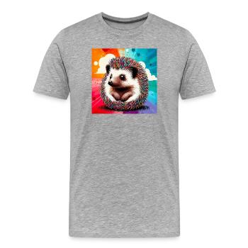 hedgehog - Men's Premium Organic T-Shirt - heather grey - Front - Damien (186cm)