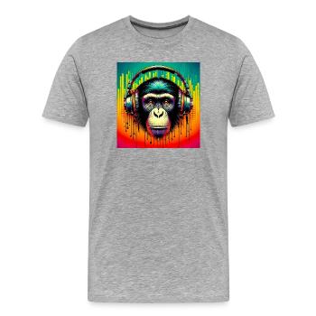 Singe chimpanzé - T-shirt bio Premium Homme - gris chiné - Devant - Damien (186cm)