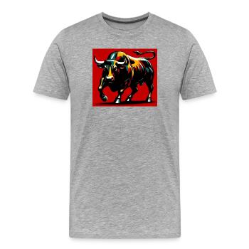 Stier - Männer Premium Bio T-Shirt - Grau meliert - Vorne - Damien (186cm)