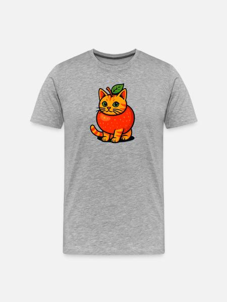 Cute Cat in Apple Costume, Teacher  - Men's Premium Organic T-Shirt - heather grey