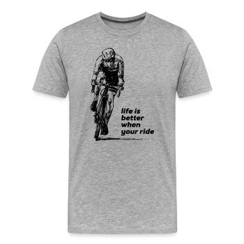 Montez sur - T-shirt bio Premium Homme - gris chiné - Devant - Damien (186cm)