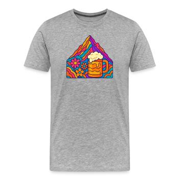 Lebendige Berglandschaft mit Bierglas - Männer Premium Bio T-Shirt - Grau meliert - Vorne - Damien (186cm)