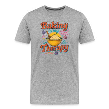 Thérapie de pâtisserie : conception inspirante - T-shirt bio Premium Homme - gris chiné - Devant - Damien (186cm)
