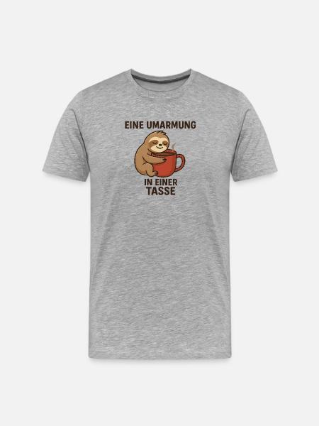 Cute sloth with coffee cup - Men's Premium Organic T-Shirt - heather grey