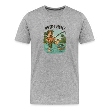 Petri Heil - or the piranha hangs on the toe - Men's Premium Organic T-Shirt - heather grey - Front - Damien (186cm)
