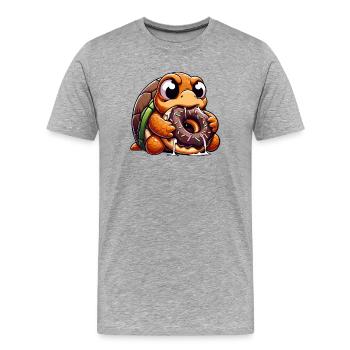 Süße Schildkröte Donut Nachtisch Cartoon  - Männer Premium Bio T-Shirt - Grau meliert - Vorne - Damien (186cm)