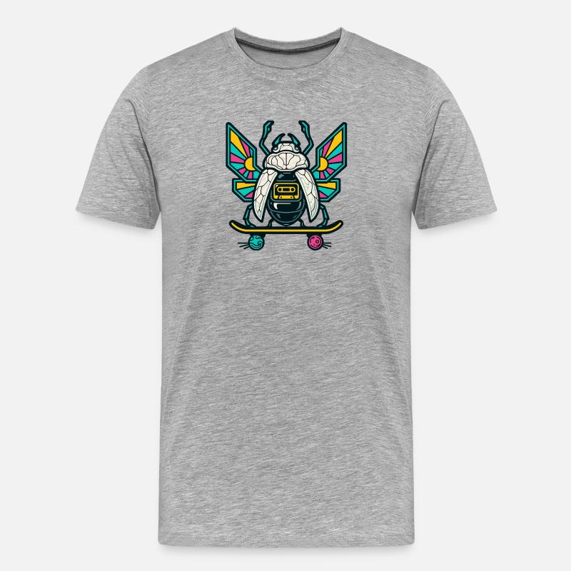 Skate-Skarabäus – Mixtape Rider - Männer Premium Bio T-Shirt - Grau meliert